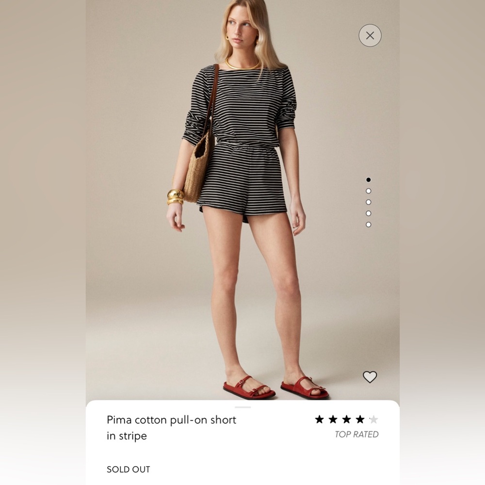 J. Crew Pima Cotton Pull-on short in stripe (NWT)